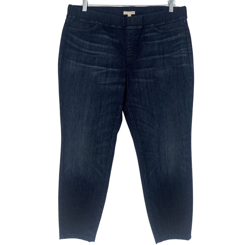 Eileen Fisher Pull On Denim Women XL Dark Indigo Slim Leg Jeggings Minimalist